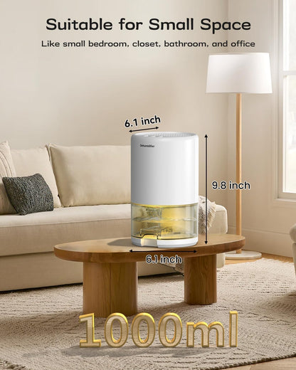 Dehumidifier, 35 oz Small Dehumidifiers for Home, Bathroom, Bedroom, Closet, Ultra-Quiet with Sleep Mode, 7 Color Lights & Auto Shut Off, Compact & Portable for RV, Rooms, Basement, Energy Saving
