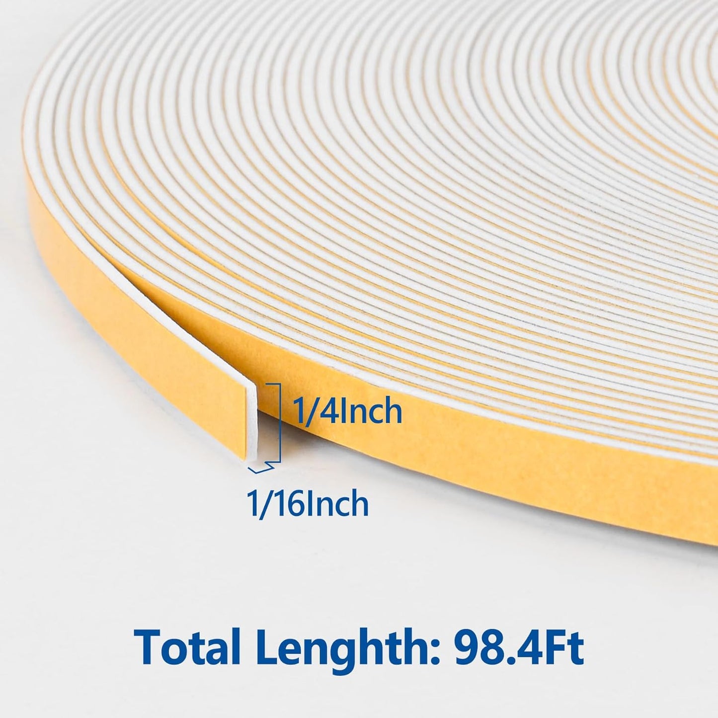 Self Adhesive Foam Tape Weatherstrip 1/2in x 1/4in x 42Ft High Density Foam Insulation Strips Foam Seal Weather Stripping with Strong Adhesive for Door and Window Sound Isolation Soundproofing, White