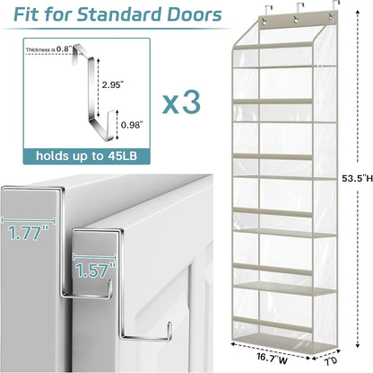 AOODA Clear Over the Door Hat Racks for Baseball Caps, Large Holds up to 72 Caps Hat Storage Organizer for Closet Wall, Deep Pockets Hanging Snapback Holder Shelves with 3 Hooks, White