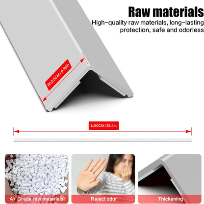 Wall Corner Protector, Walls Edge Protector，Self-Adhesive Wall Corner Guards,PVC Double Side Edge Protector， Furniture Stairs Guard (Gray 2PCS 90cm/35.4in)