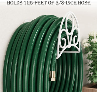 Metal Garden Hose Holder Wall Mounted Water White Hose Holder for Water Hose Extension Cords