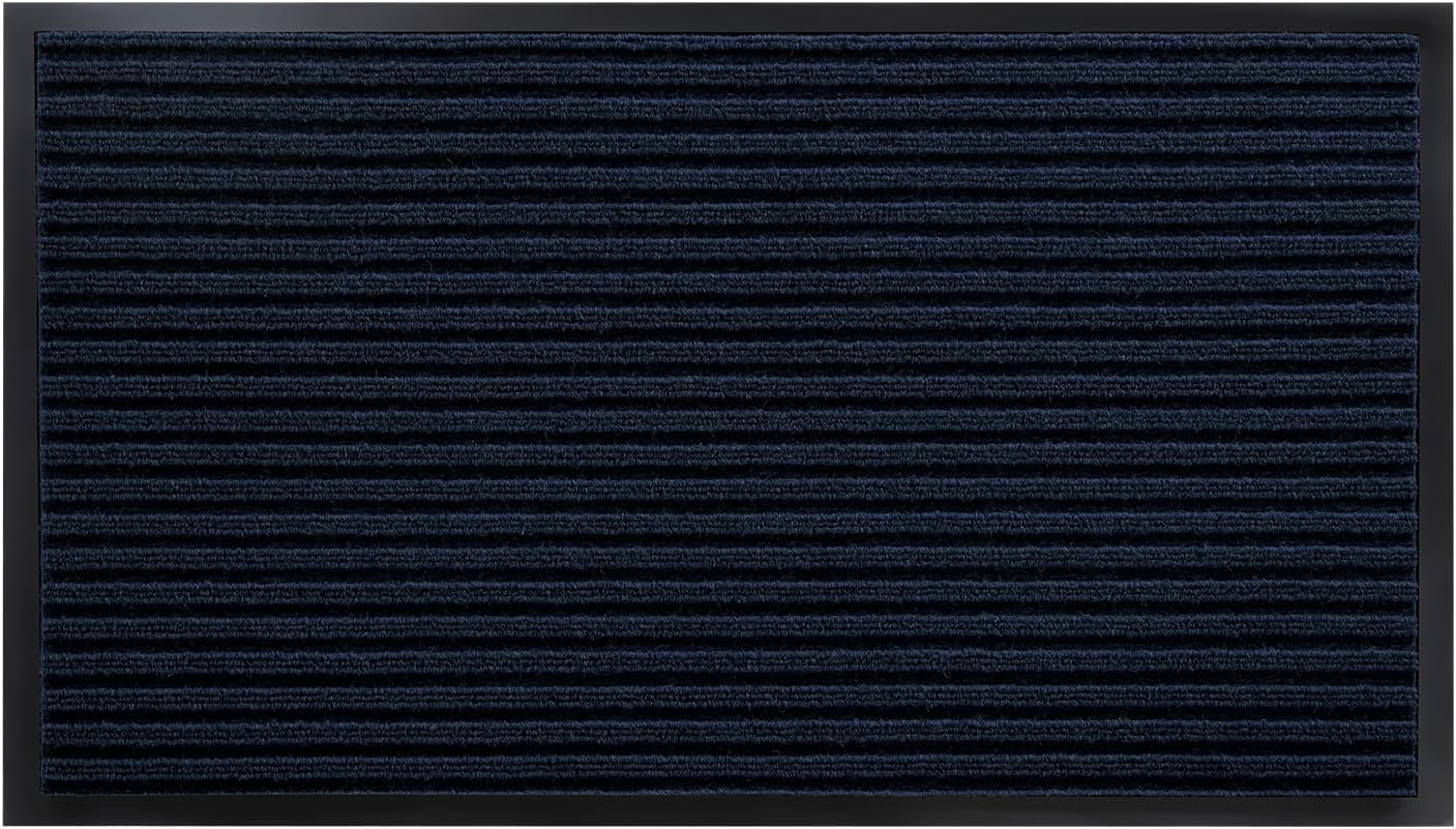 Yimobra Welcome Mat, Heavy Duty Sturdy Door Mats for Home Entrance Outdoor Indoor, Front Doormat for Outside Patio Floor Entry Porch Garage Office, Waterproof, Low Profile, 29.5x17, Black Grey