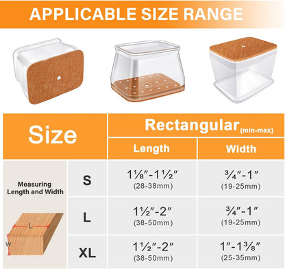VIUME 24 Pcs Chair Leg Floor Protectors for Hardwood Floors Silicone Covers Felt Pads Furniture Leg Caps Anti-Scratch Reduce Noise Fit (1-5/16" to 2")