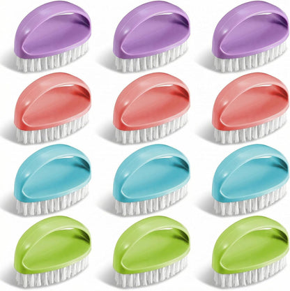 12 Pcs Small Scrub Brushes, 4" Heavy Duty Stiff Bristles Cleaning Brushes, Durable Small Cleaning Brush for Bathroom, Showe, Sink, Kitchen, Bathtub, Floor (4 Colors)