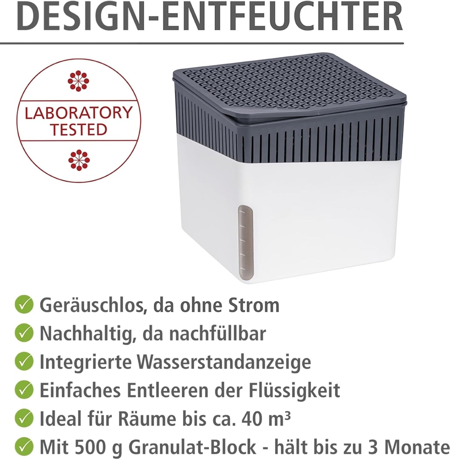 WENKO Dehumidifier Small, Portable, Compact and Rechargeable, Moisture Absorber for Bathroom, Bedroom, Garage, Closet, 2800 Cubic Feet, 2.2lbs, White, 6.18 x 6.5 x 6.5, 2.2 lbs