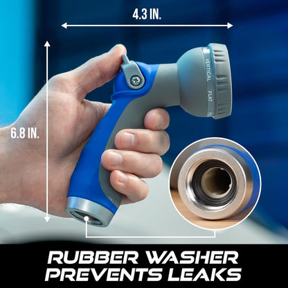 VIKING Hose Nozzle, Garden Hose Nozzle with 8 Spray Patterns, Adjustable and Heavy Duty for Washing Car, Watering Plants, Washing Pets, and Home Use