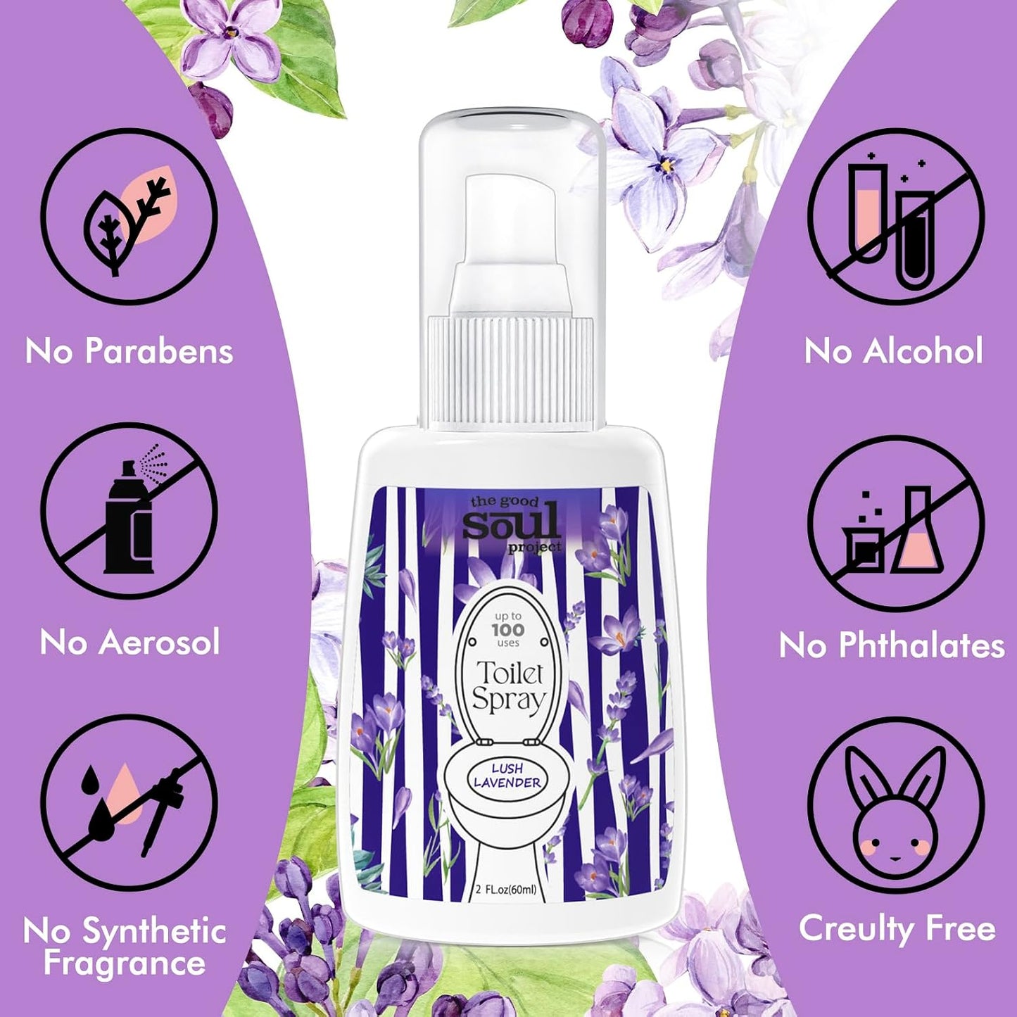 THE GOOD SOUL PROJECT Toilet Spray for Poop, Fresh Citrus, Bathroom Spray Odor Eliminator, 2Fl Oz 2 Pack