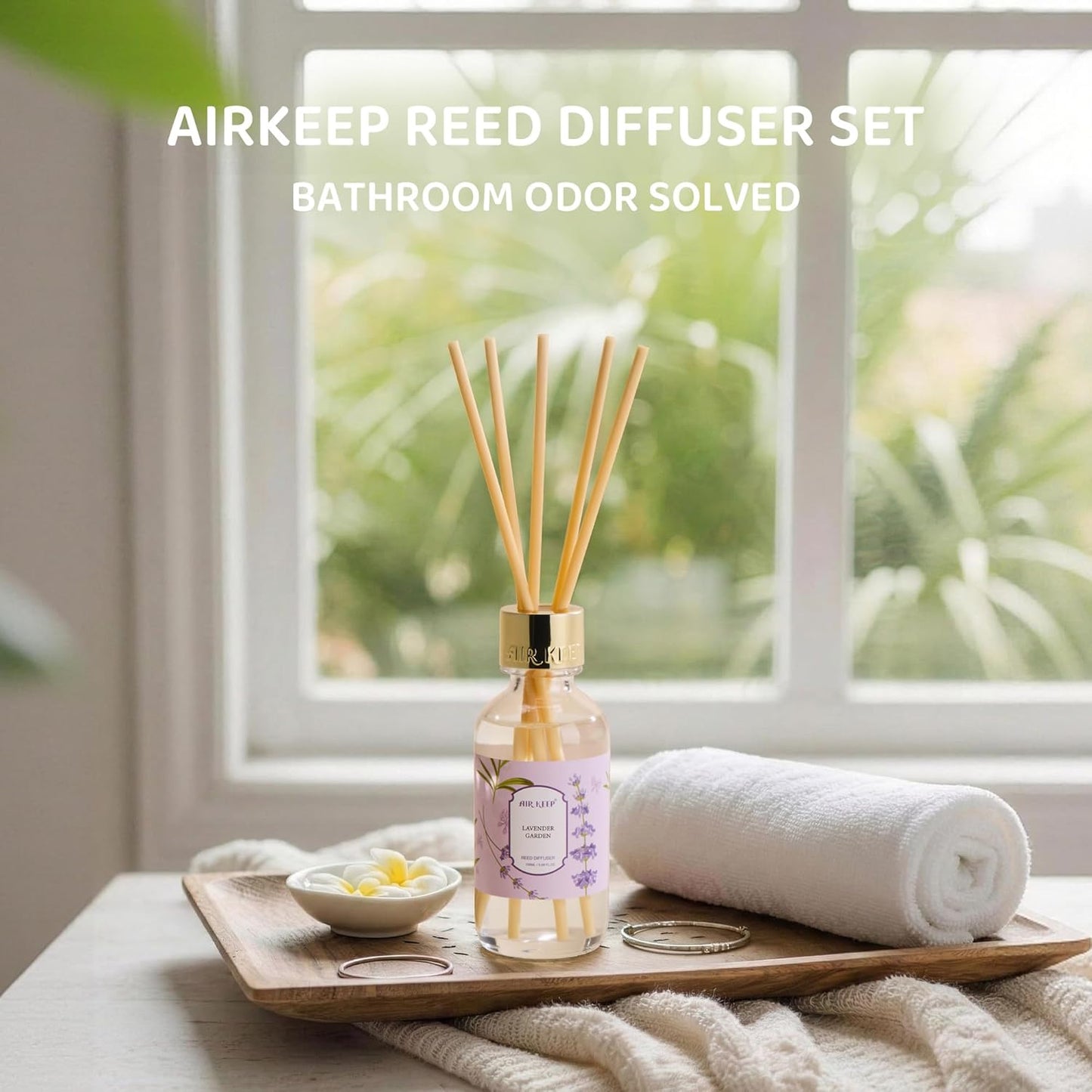 Airkeep Reed Diffuser Oil Set with Reed Sticks,Vanilla Aromatherapy Oil Scent Diffuser for Home Office Bathroom Decoration Perfume and Gifts 3.38 oz/100ml