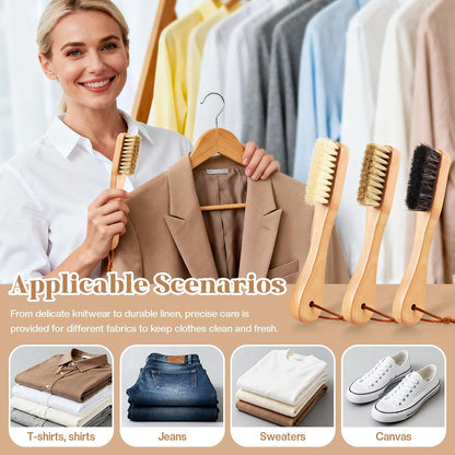 3 Pcs Wood Laundry Stain Brush Stain Remover Brushes with Boar Bristle Small Stain Brush for Clothes for Scrubbing Stains from Furniture Fabric Leather(3 Pcs C)