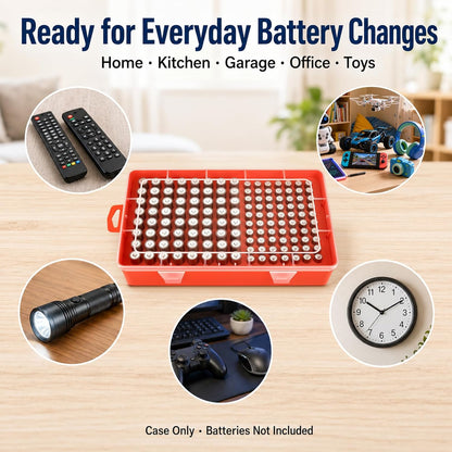 Xuerdon Battery Organizer Case with BT168 Tester 120+ Batteries Storage Box | Clear Plastic Battery Box Holds 49AA 51AAA 10CR2032 10CR1632 Batteries, Wall Mount Drawer Organizer Batteries not Included