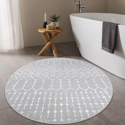 Lahome Moroccan Entry Rug 2x3, Non-Slip Washable Front Indoor Door Mat Rubber Backing Low-Profile Door Rugs, Small Geometric Print Distressed for Entryway Bathroom Kitchen, Black Hana