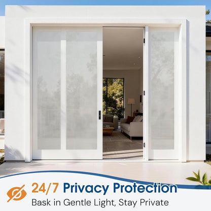 Homein Frosted Glass Window Privacy Film with Tools UV Blocking Privacy Film for Glass Windows, Static Cling No Glue Removable Reusable Anti Glare for Home Day and Night, Pure 17.5" x 78.7"