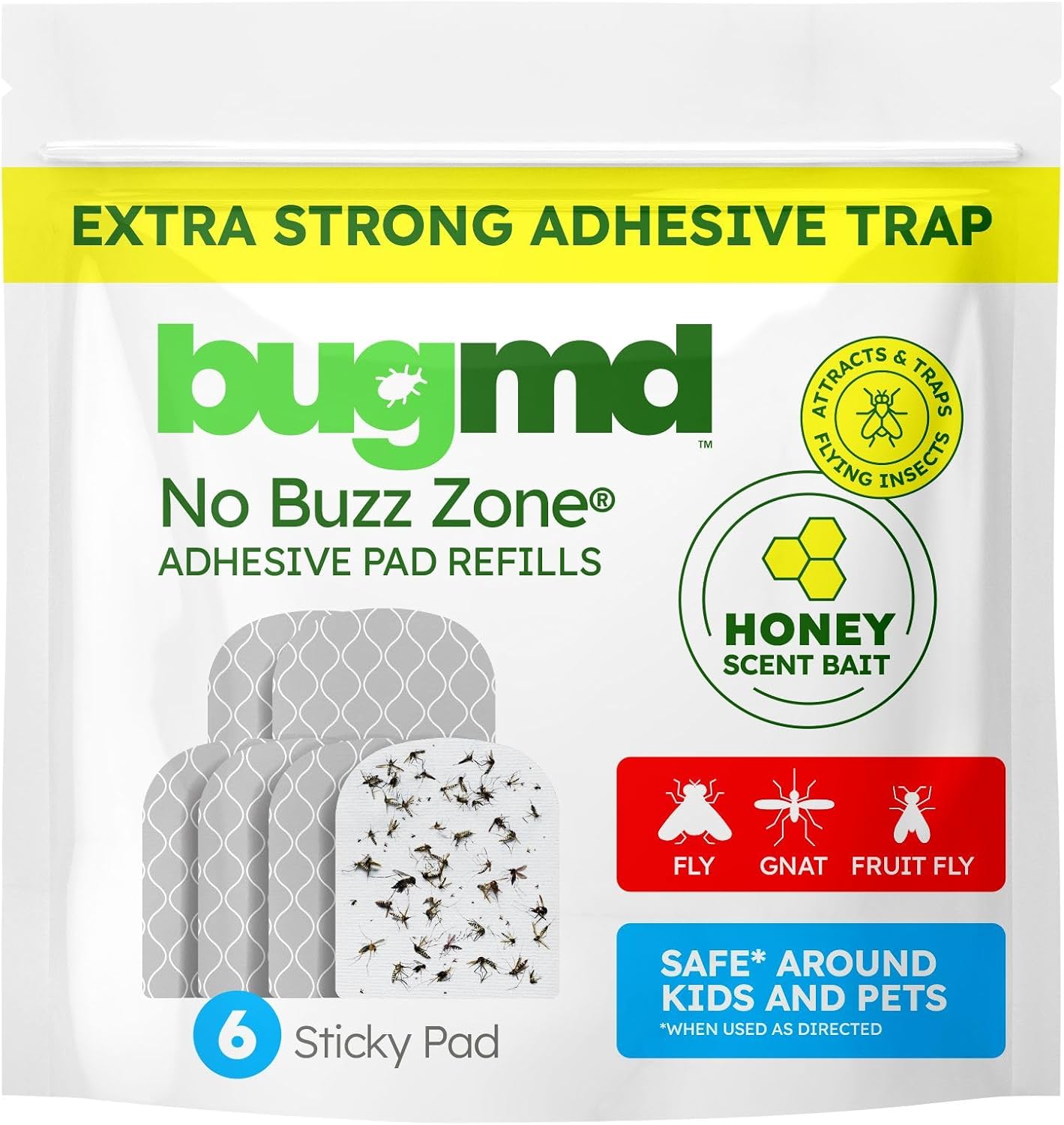 BugMD No Buzz Zone Fruit Fly Traps for Indoors with Honey Scent Bait & UV Light – Gnat Traps for House Indoor, Plug in Fly Trap Indoor, Bug Zapper Alternative, Mosquito Trap for Home