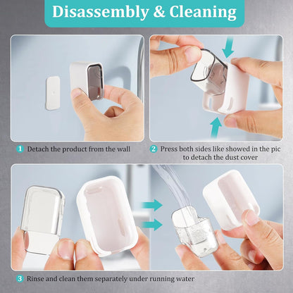 4PCS Toothbrush Holders for Bathroom, Single Slot Teeth Brush Storage Organizer with Cover & Drainage Hole for Shower Travel Family Use, Dust- & Waterproof Wall Mounted Detachable Dispenser