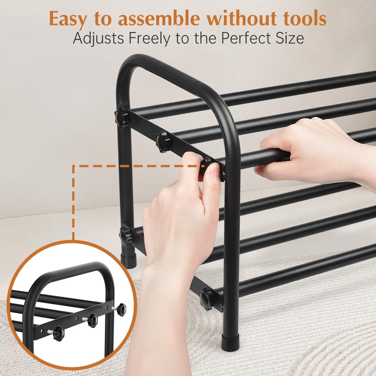 INSMART 3-Tier Expandable Shoe Rack, Stackable and Adjustable Shoes Organizer Storage Shelf, Sturdy and Durable Metal Structure Free Standing Shoe Rack for Closet Entryway Doorway