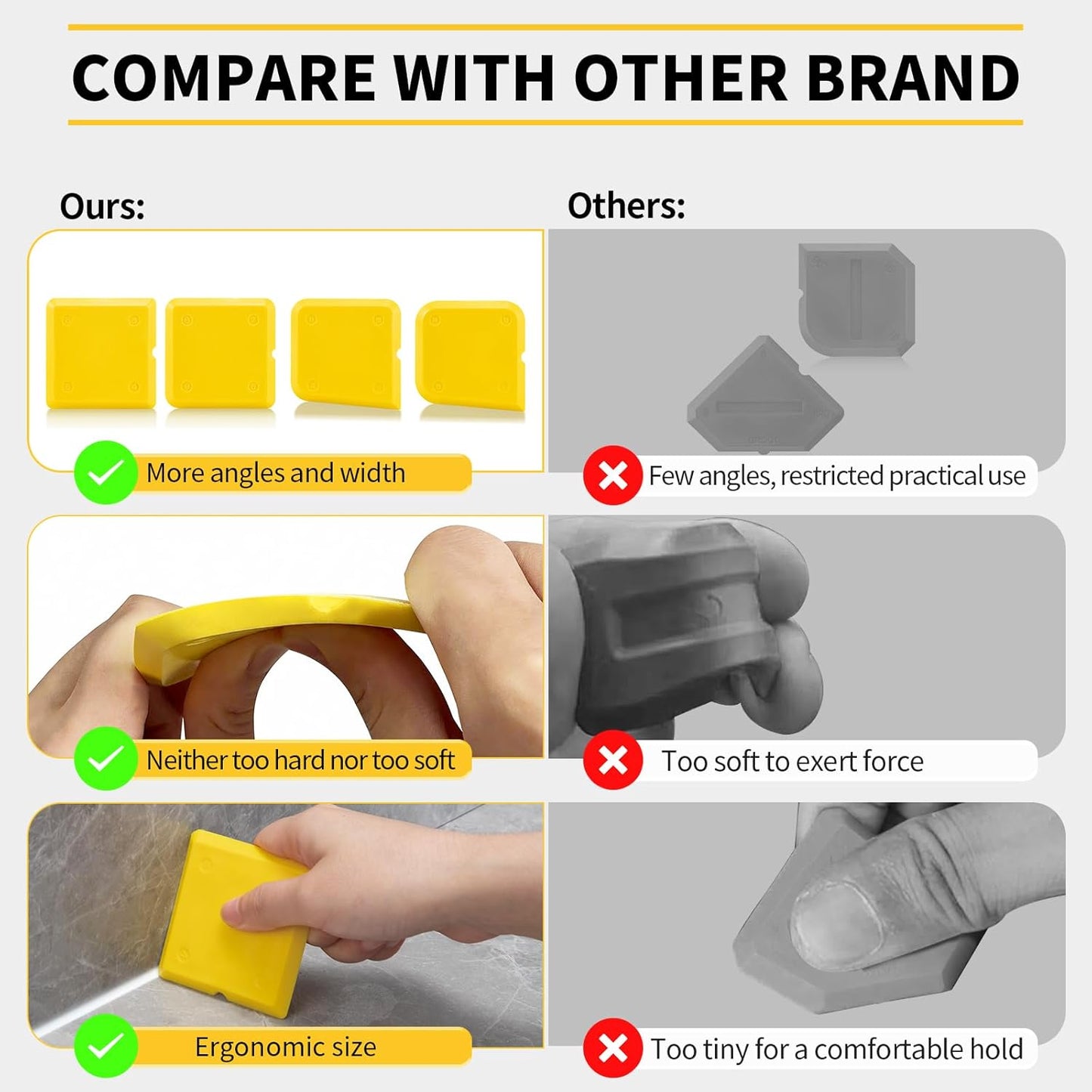 Goopreen 4 Pieces Silicone Caulking Tool Kit Sealant Caulk Finishing Tool for Washroom Kitchen Bathroom Caulk Sealant Sealing