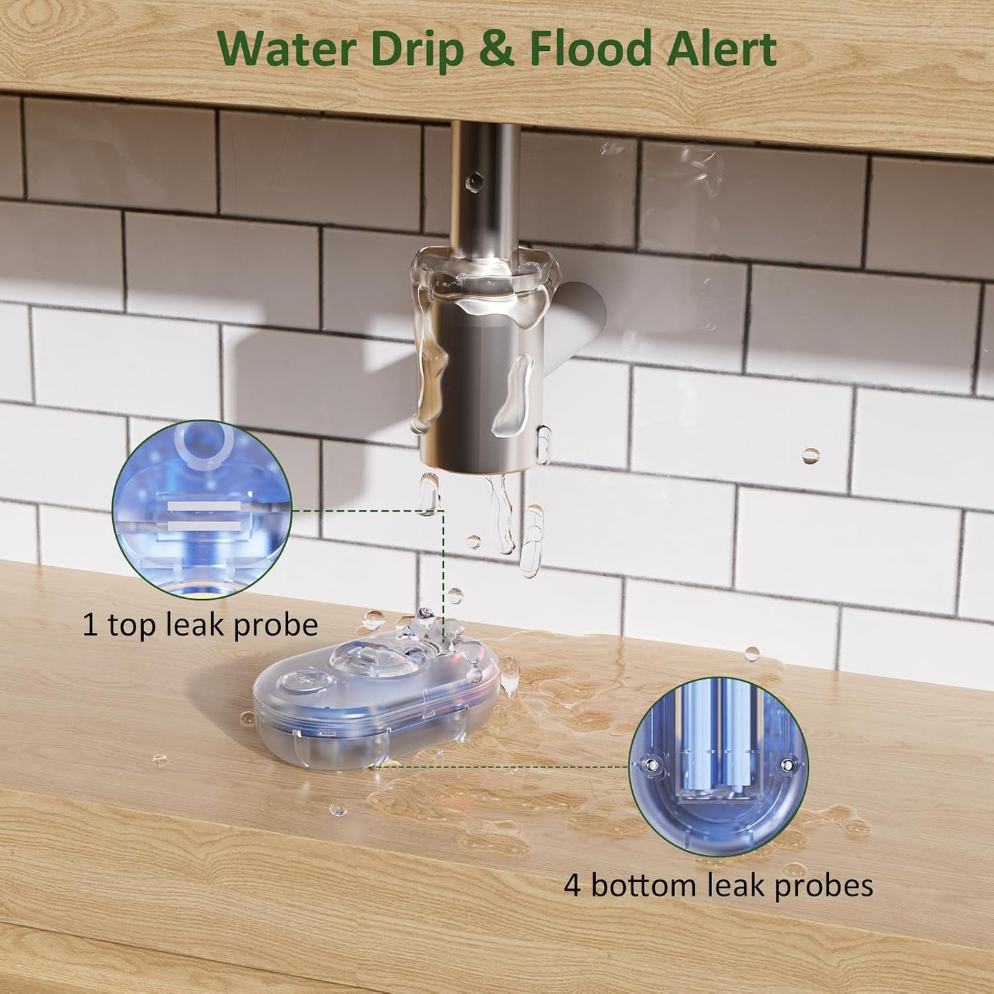 WiFi Water Leak Detector for Home with App Notification, 1 2.4Ghz Gateway + 6 WD61 Sensor, 120dB Water Flood/Drip Alarm for Basement/Kitchen/Bathroom/Toilet/Laundry Room,Sink/Pipe/Faucet Leakage Alert