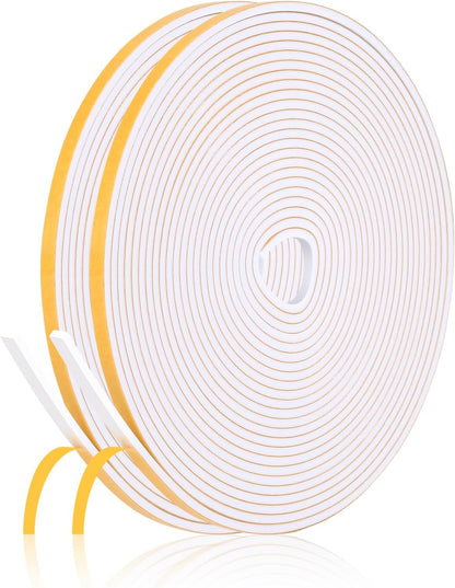 16Feet Weather Stripping Seal (1/2 Inch X 1/4 Inch) for Door Window, High Density Foam Tape, Soundproofing, Insulation Strip, Door Sealers for Door Frame- White