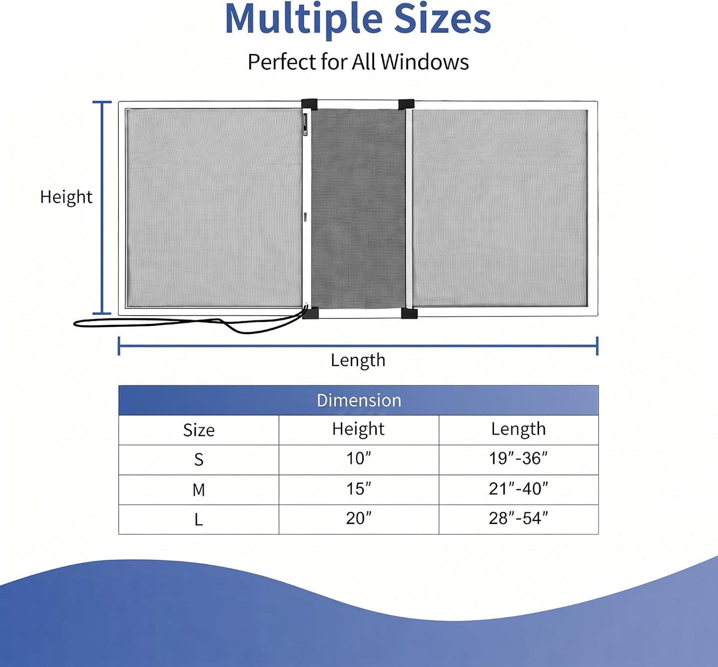 PROWORX Adjustable Window Screens Expandable, 2 Pack 15" H x 21"-40" W Horizontal and Vertical Adjustable, Durable Replacement Screens for House Windows, Aluminum Frame with Repair Tape, Safety Rope