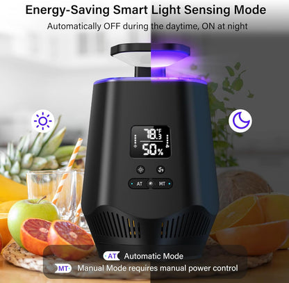 Fruit Fly Traps for Indoors, Smart Fly Trap Indoor Bug Zapper Gnat Traps for House Indoor with Temperature and Humidity Sensor, 10PCS Sticky Boards Black 01