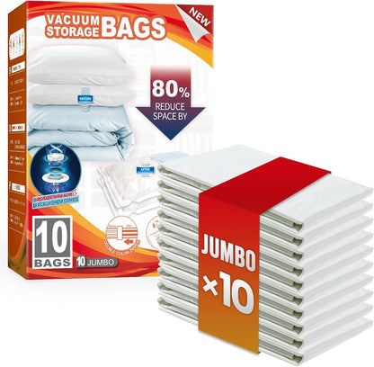 TAILI 8 Pack Vacuum Storage Bags, Jumbo Size (31×40 inch), Vacuum Seal Bags for Clothing, Bulky Bedding, Comforter, Blankets, Pillows, Space Saver Packing