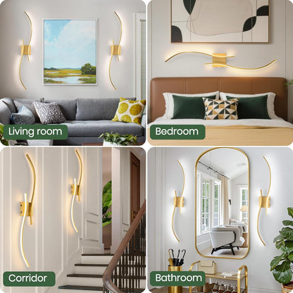 CANEOE Battery Operated Wall Sconce Set of 2, 18000mAh Gold Rechargeable Wall Lights with Remote Control,3000K-6000K Dimmable LED Wireless Wall Light for Living Room Bedroom Hallway,39.3 Inch (Gold)