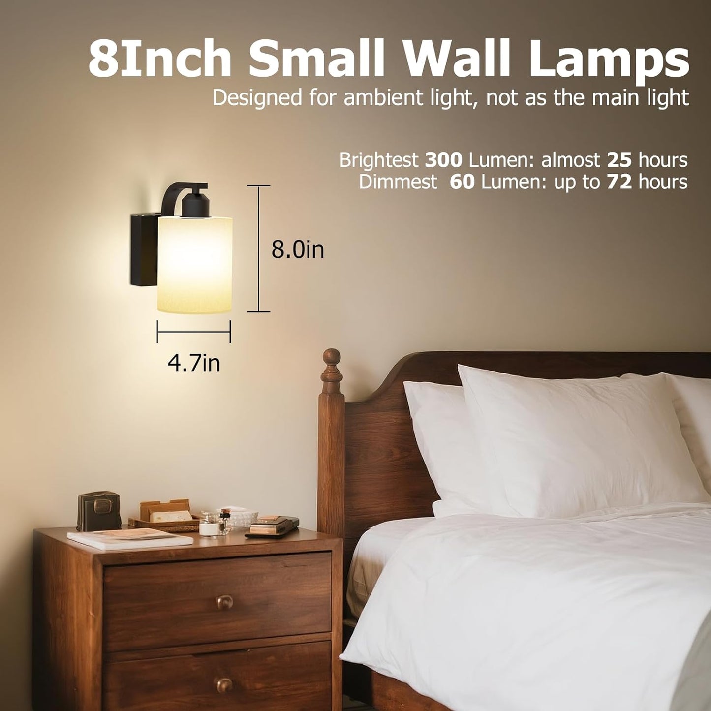 iThird Wall Sconce Battery Operated Set of 2, 6000mAh Rechargeable Wall Lights with Touch Control and Remote Control, Wireless Wall Lamps for Bedroom, Black Sconces Wall Decor for Living Room Hallway