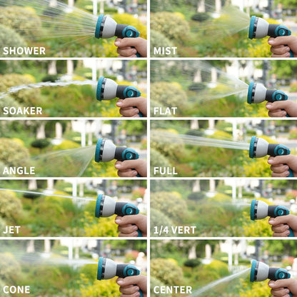 Besiter Garden Hose Nozzle Sprayer: 2 Pack 10 Watering Patterns Spray Nozzles Heavy Duty Metal Hose Head Hose Attachment, Thumb Control On Off Valve