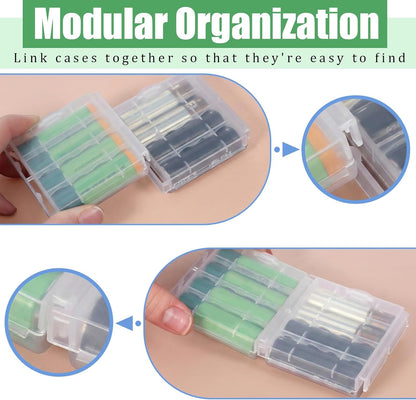 Skrfren 4 pcs AA/AAA Battery Organizer Storage Case, Clear Battery Holder Case Small Batteries Organizer for Drawer