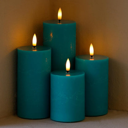 Flickering Flameless Candles, Real Wax Battery Operated Candles with Remote, Flat Top Led Flameless Pillar Candles for Home, Wedding, Party Decor, Set of 4, Φ 3" H 4" 5" 6" 8", Ivory