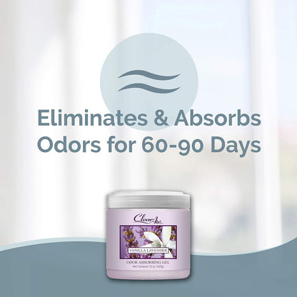 Clear Air 15oz Gel Odor Eliminator - Absorb & Remove Strong Odors from Pets, in Bathrooms, Basements, Garage, Cars, RVs & Boats - Eliminate Tough Odors with Essential Oils (Spring Rain, 2-Pack)
