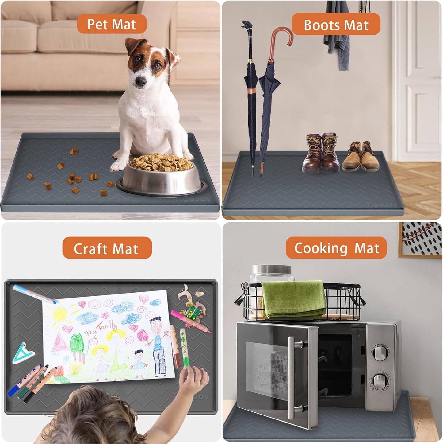 TigeJoy 28" x 19" Under Sink Mats for Kitchen Waterproof, Leak-Proof Silicone Mat Sink Protector and Cabinet Liner, Kitchen Essentials Organizer and Storage, Boot or Shoe Tray, Pet Feeding Mat