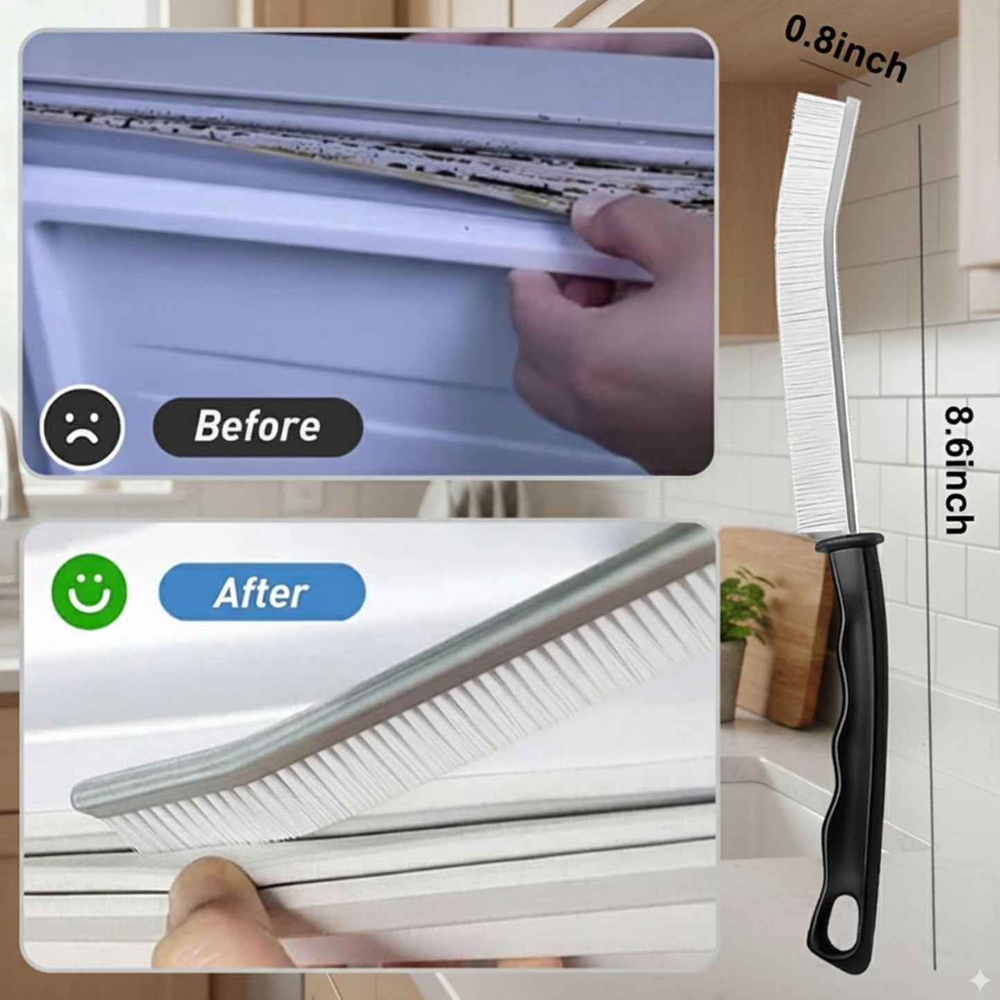 Crevice Cleaning Brushes Set 5 Pack, Small Grout and Gap Cleaner Brushes for Shower, Tile, Toilet, Kitchen and Bathroom, Narrow Scrub Brushes for Household Use and Deep Cleaning White