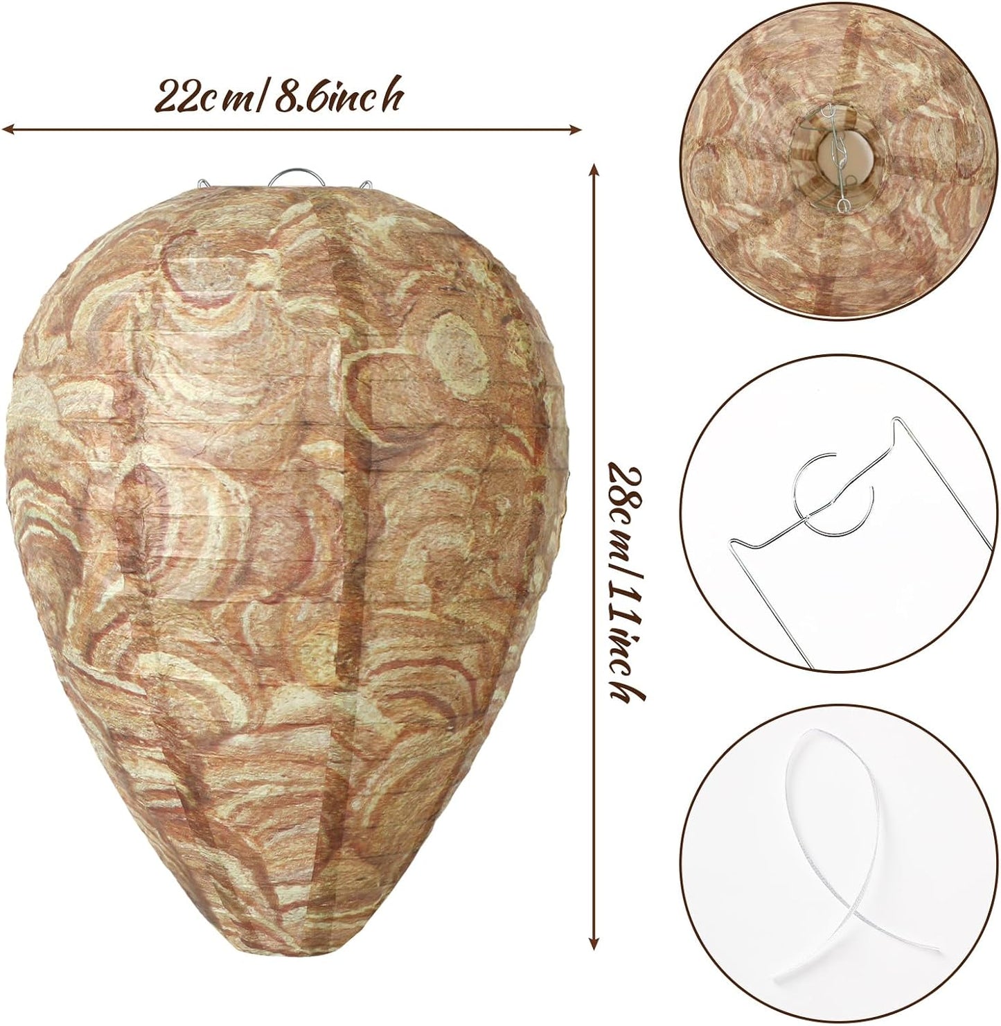4 Pack Wasp Nest Decoy Hanging Wasp Nest Stay Away from Wasps Hornets Yellow Jackets