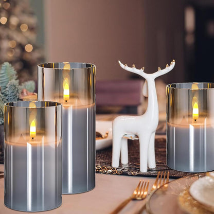 VIEWELLD Flickering Flameless Candles with Remote and Timer, Realistic LED Candles, Battery Operated Candles for Christmas Home Wedding Birthday Decoration, Real Wax Set of 3(Ivory White)