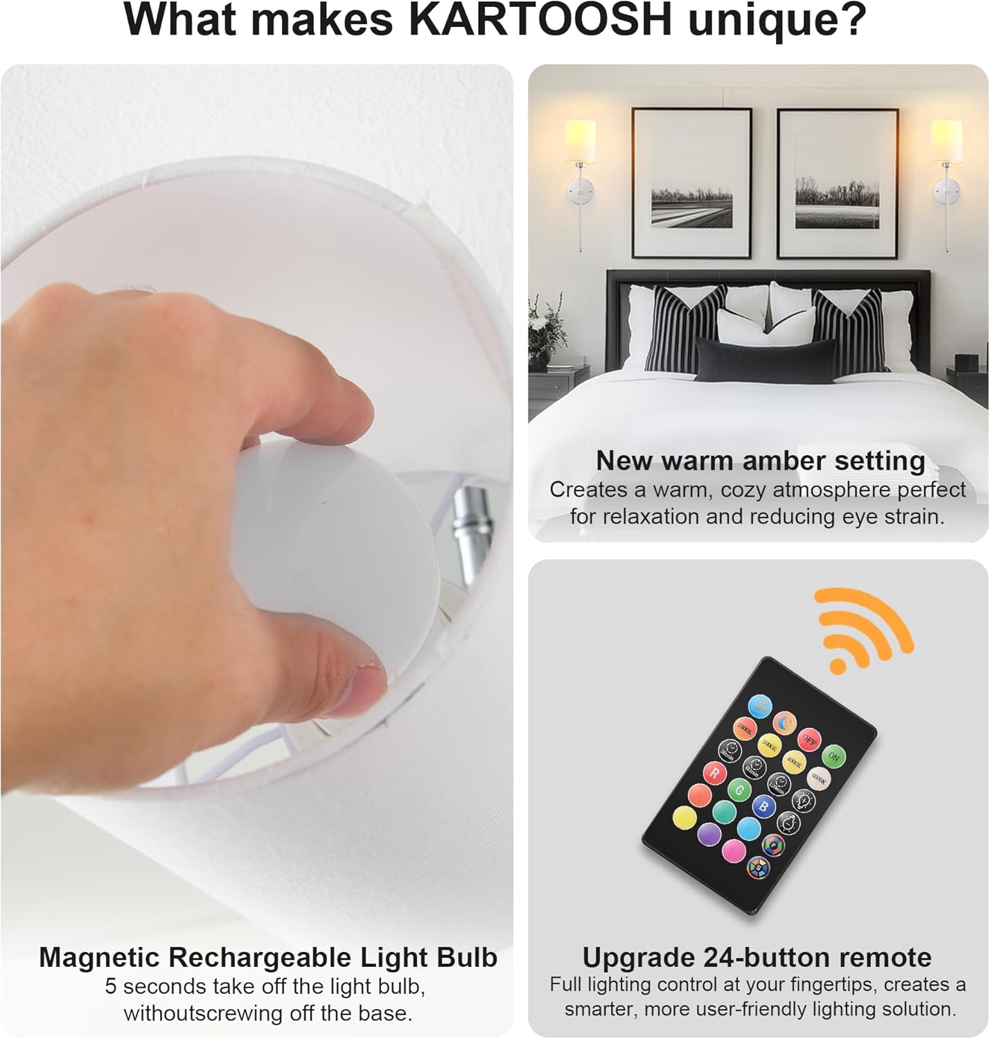 Battery Operated Wall Sconces Set of Two,Wireless Rechargeable Wall Light With Remote Control, Dimmable, Amber Light/Warm White/Natural White/Daylight/RGB, Timer,for Living Room,Bedroom,Entryway,Gold