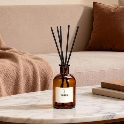 Reed Diffuser Set, 8.12 fl.oz Citrus Scent Oil Diffuser with Sticks, Long-Lasting Home Fragrance Reed Diffuser for Bathroom Shelf Decor, Air Freshener Room Diffuser, 2 Pack