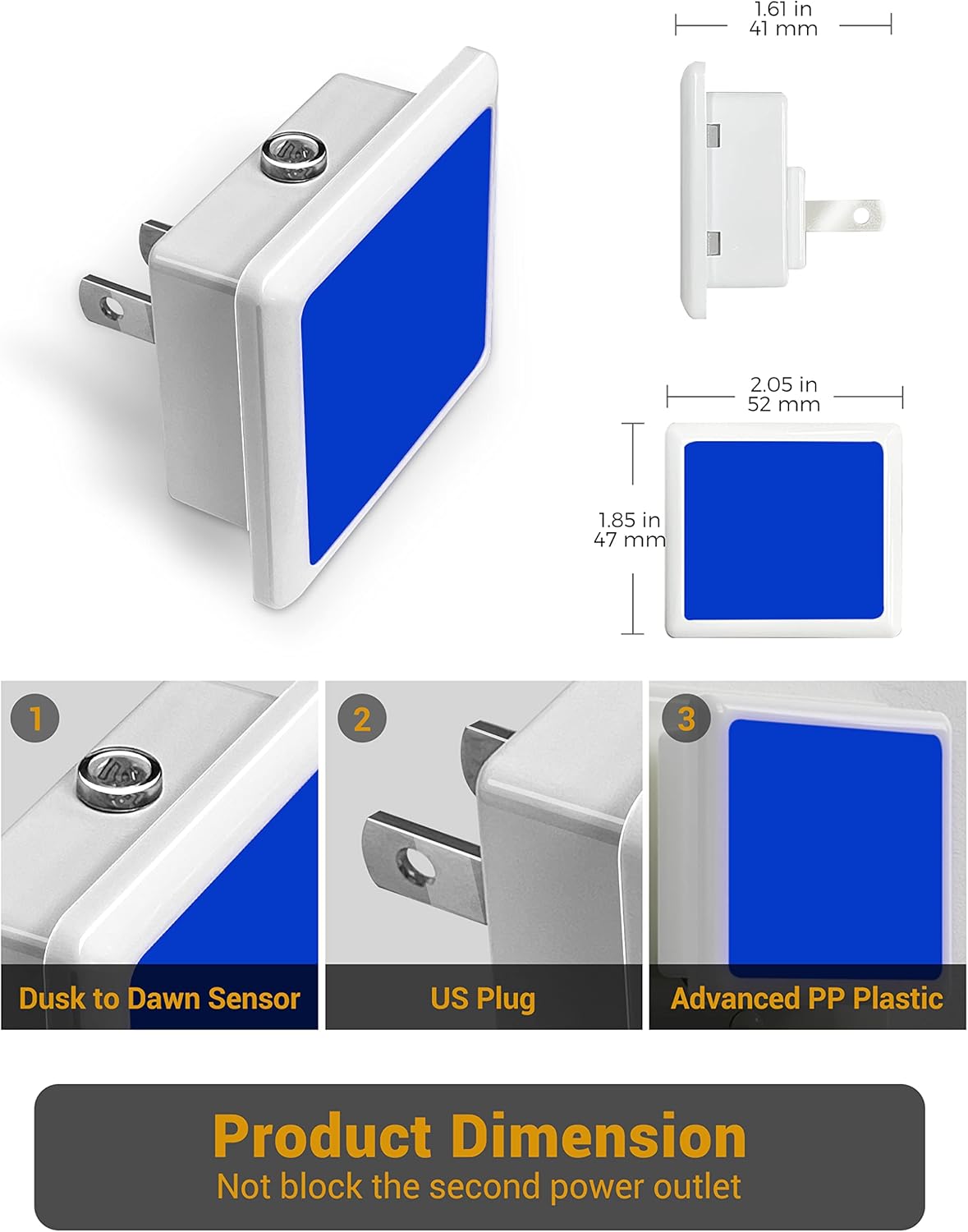 JandCase Night Lights Plug into Wall 2 Pack, Plug in Night Light with Dusk-to-Dawn Light Sensor, 3000K Soft White 0.3W, LED Nightlight for Bathroom, Adult, Hallway