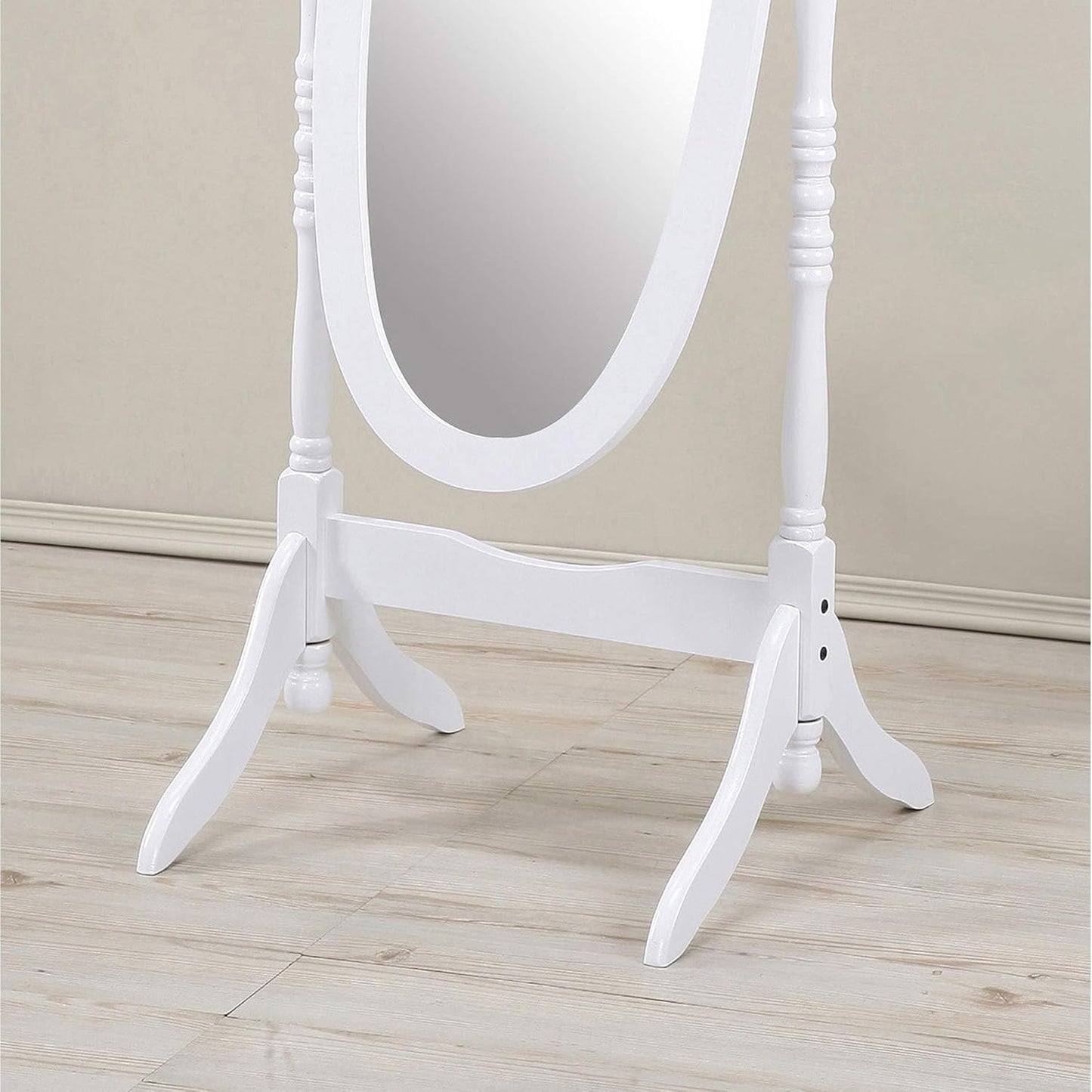 GTU Furniture Swivel Adjustable Full-Length Oval Wood Cheval Stand Floor Mirror(Pink)