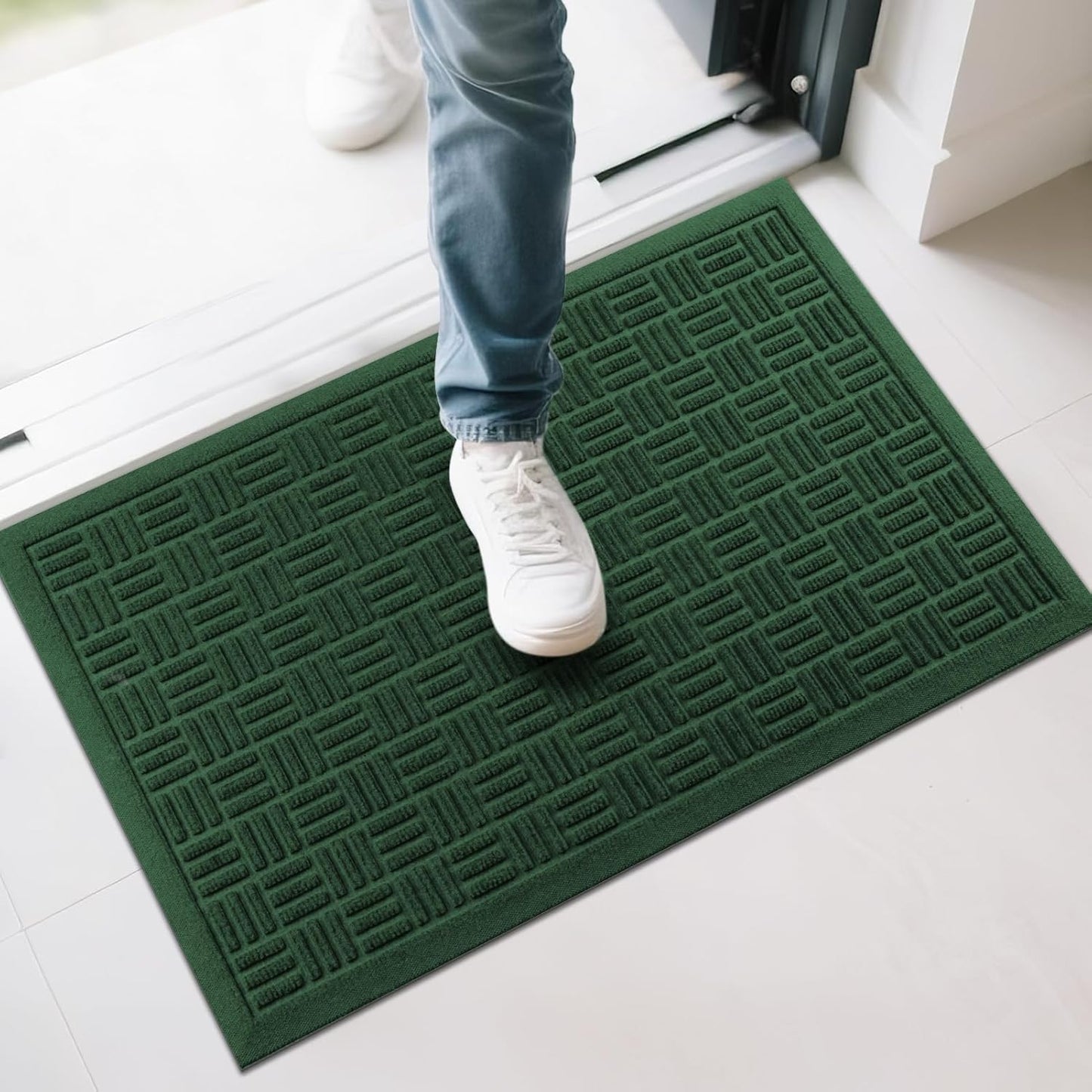 Mibao Front Door Mat, Heavy Duty Durable Welcome Mat for Outdoor Indoor, Dirt Trapper Waterproof Super Absorbent Door Mat for Entryway Outside Patio Porch, 29.5" x 17", Grey