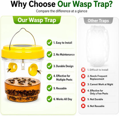 4 Pack 2026 New Upgrade Wasp Trap Outdoor Hanging, Yellow Jacket Traps, Bee Traps Outdoor Hanging, Carpenter Bee Traps for Outside, Hornet Traps