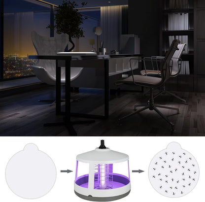 48 Pcs Round Insect Trap Refillable Glue Boards Sticky Fruit Fly Trap Mosquito Fly Killer for Mosquitoes Fruit Flies Gnats Moths Fits Most Models Indoor Outdoor Lamp (4.3 Inch)