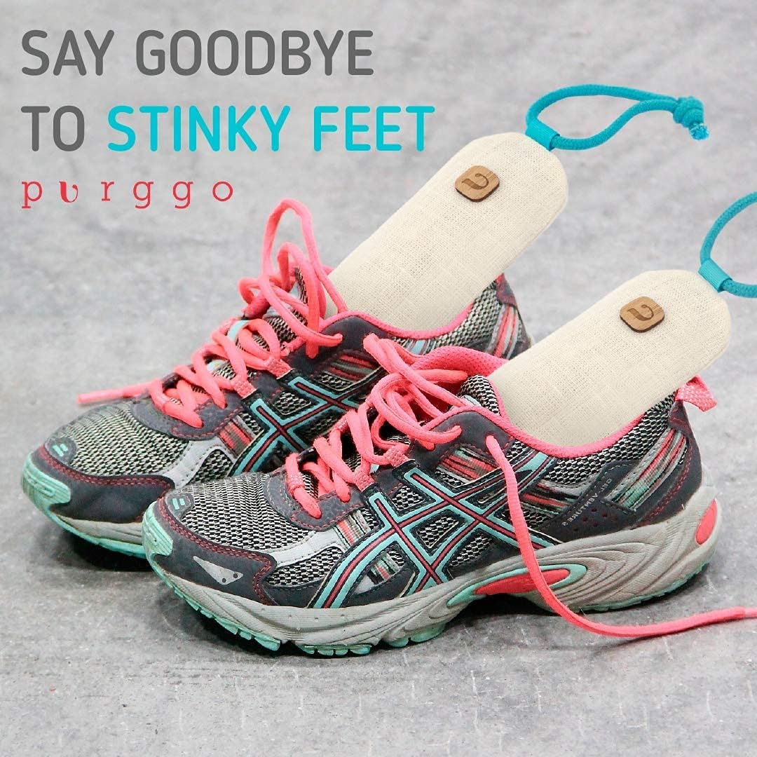 PURGGO Bamboo Charcoal Shoe Deodorizer Air Purifying Bag - Natural Odor Eliminator - Last 365+ Days - No Chemicals - Air Freshener for Shoes and Closet - Remove Odor Naturally - [2 Pack] [Gray]