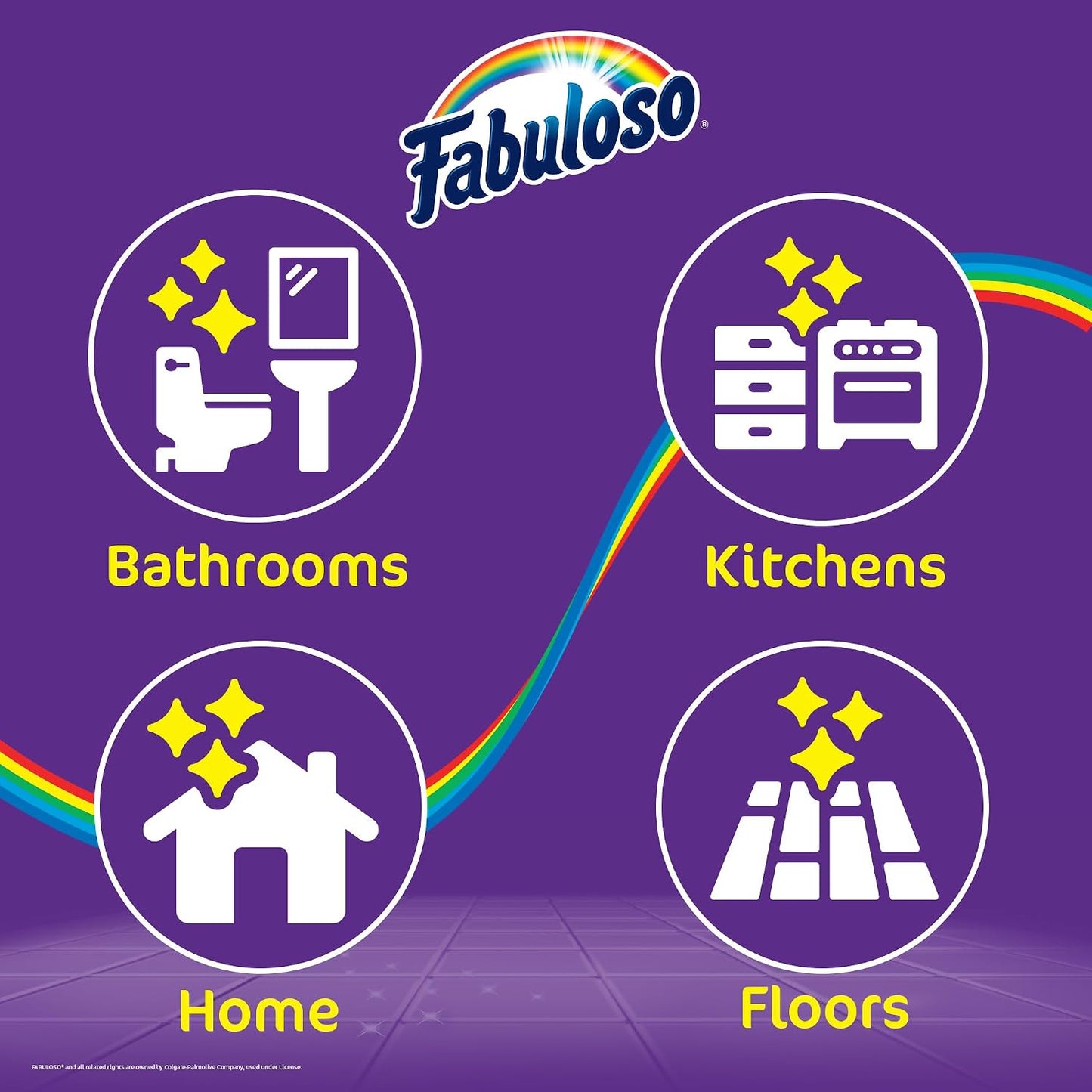 Fabuloso Cleaning Brush, Compact Hand Scrub Brush with Easy Grip Rubber Texture for Kitchen, Bathroom, Tile, Baseboards and Floors, Firm Bristles for Indoor Surface Cleaning, White & Purple, 6 Inch