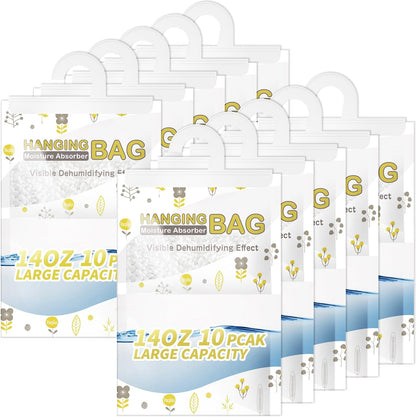 Vacplus Moisture Absorbers, Hanging Closet Dehumidifier Bags, Humidity Packs, Desiccant, Closet Dehumidifiers with Linen Fragrance, 10 Pack, 9.8 OZ