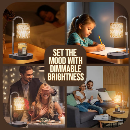 Fragrance Candle Warmer Lamp with 2 Bulbs Electric Candle Warmer with Timer & Dimmer for Home Decor