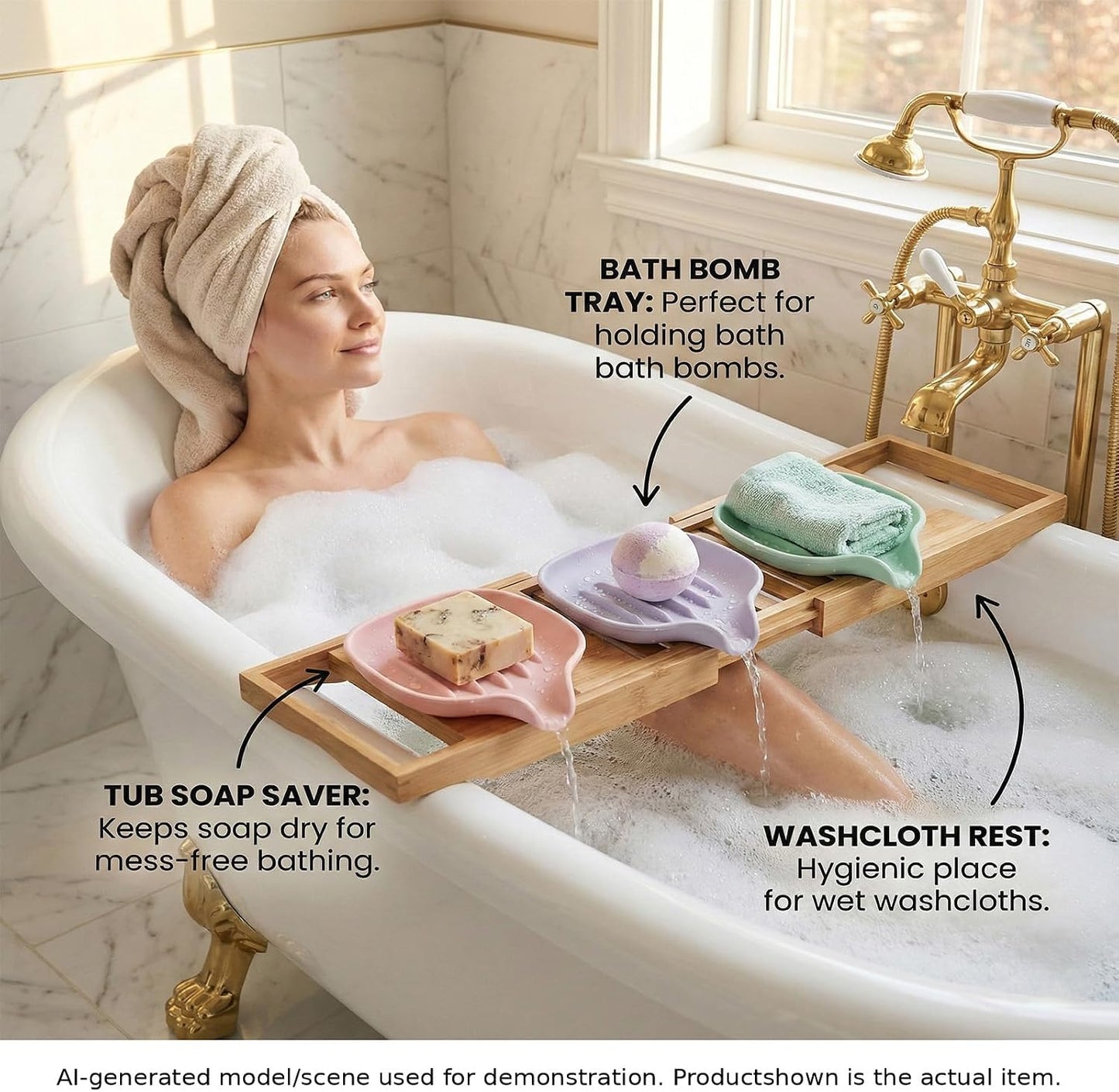 3 Pack Silicone Soap Dish with Drain, Self Draining Soap Trays, Bar Soaps Holder Saver Container with Drainage Waterfall for Bathroom Shower Kitchen Bathtub Organizer