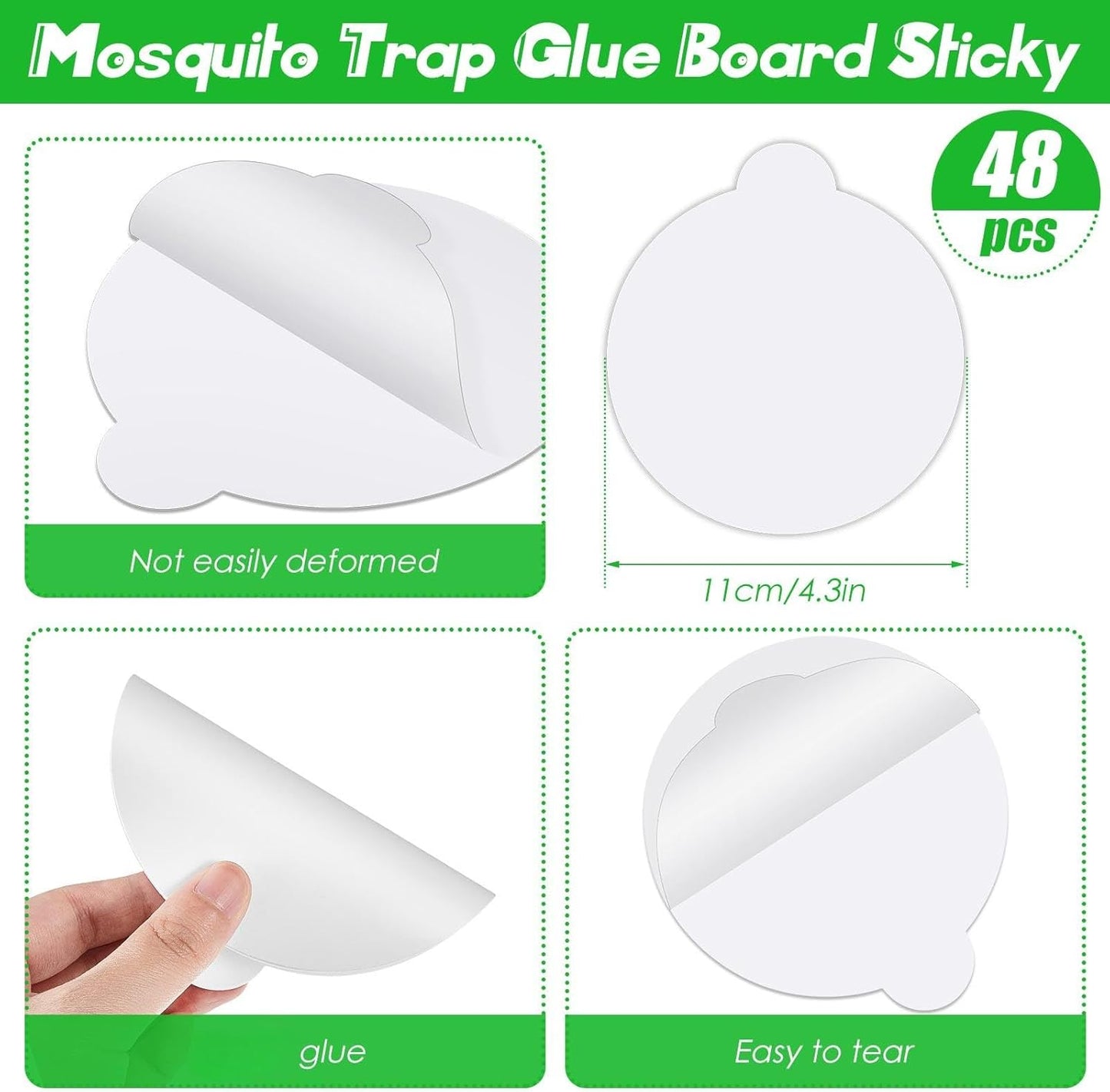 48 Pcs Round Insect Trap Refillable Glue Boards Sticky Fruit Fly Trap Mosquito Fly Killer for Mosquitoes Fruit Flies Gnats Moths Fits Most Models Indoor Outdoor Lamp (4.3 Inch)
