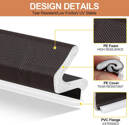 40FT Kerf V‑Shaped Weather Stripping Door Seal, Press‑in Seal for Pre‑Cut Slot Doors, Not Self‑Adhesive, Soundproof Draft Blocker for Exterior Front Doors, Fits Large Gaps, Easy DIY Install (White)
