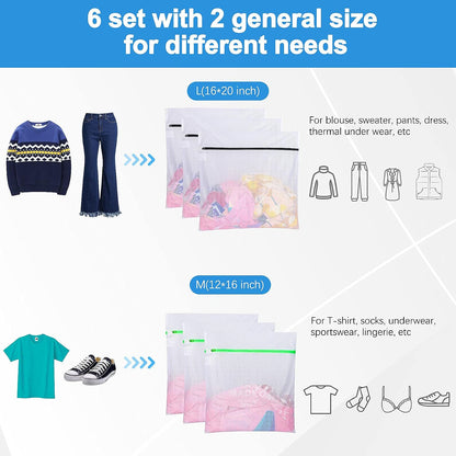 GOGOODA 7 PCS Mesh Laundry Bags, Delicates Washing Bags | Multisize for Sweater Blouse Hosiery Bras Machine Wash Bags for Travel Storage Organization